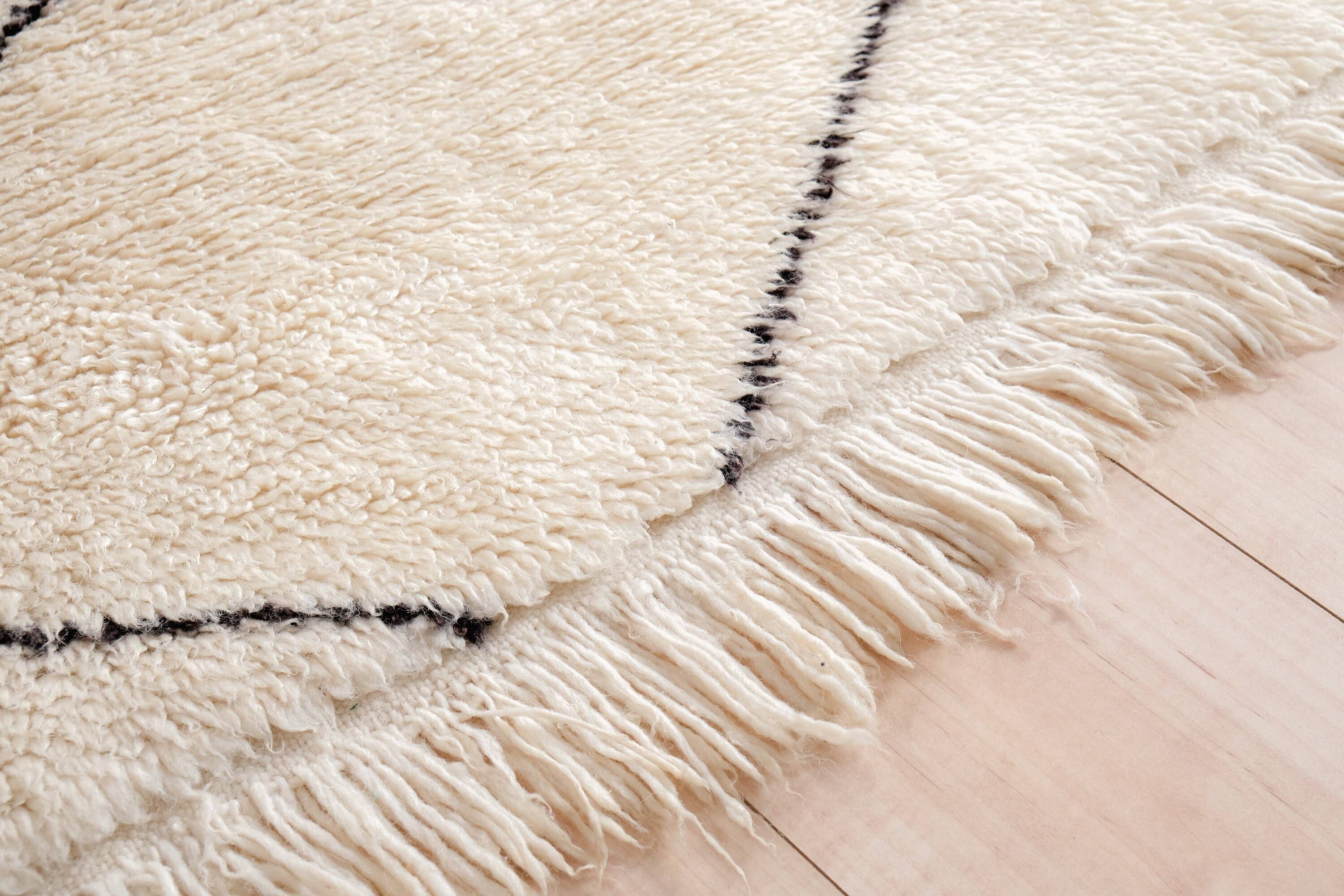 Moroccan Woven Treasures - Wholesale Area Rug - Moroccan White Shag rug, Black and White Large Area Rug8