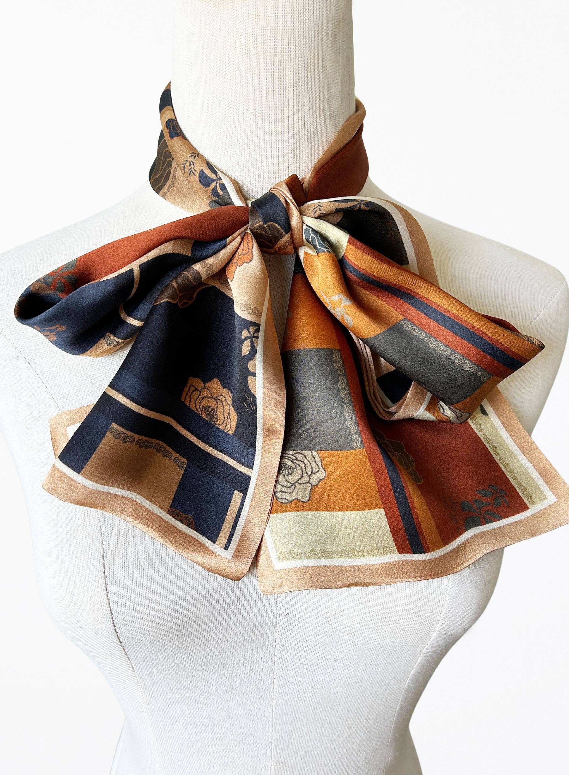 thessoies - Wholesale Scarf – Women's - Thessoies - Rose Double Print Silk Scarf