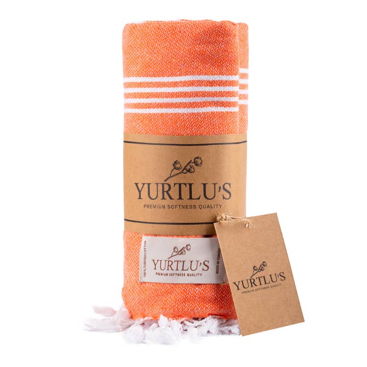 YURTLUS - Wholesale Beach towel - YURTLU'S Minimalist 38"x72" Turkish Towel Highly Absorbent - Orange