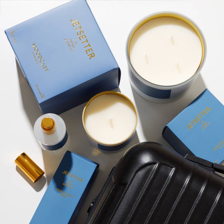 Moodcast Fragrance Co. – wholesale Jar/filled candle – Coconut Wax Candle - Persona - Jetsetter - 8 oz Glass Jar4