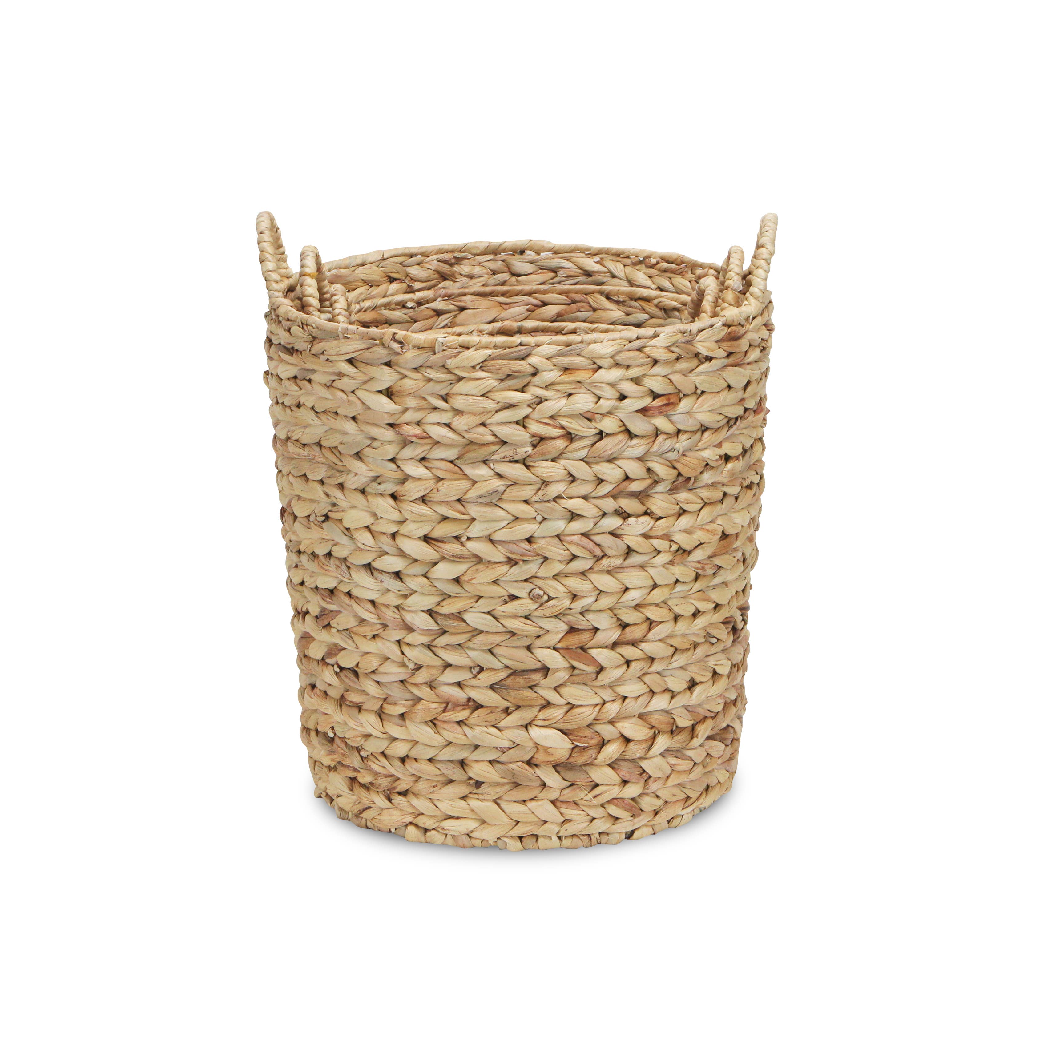 Cheungs Home Decor - Vente Panier garni - Lot de 3 paniers de rangement ronds effilés Laelia en jacinthe d'eau4