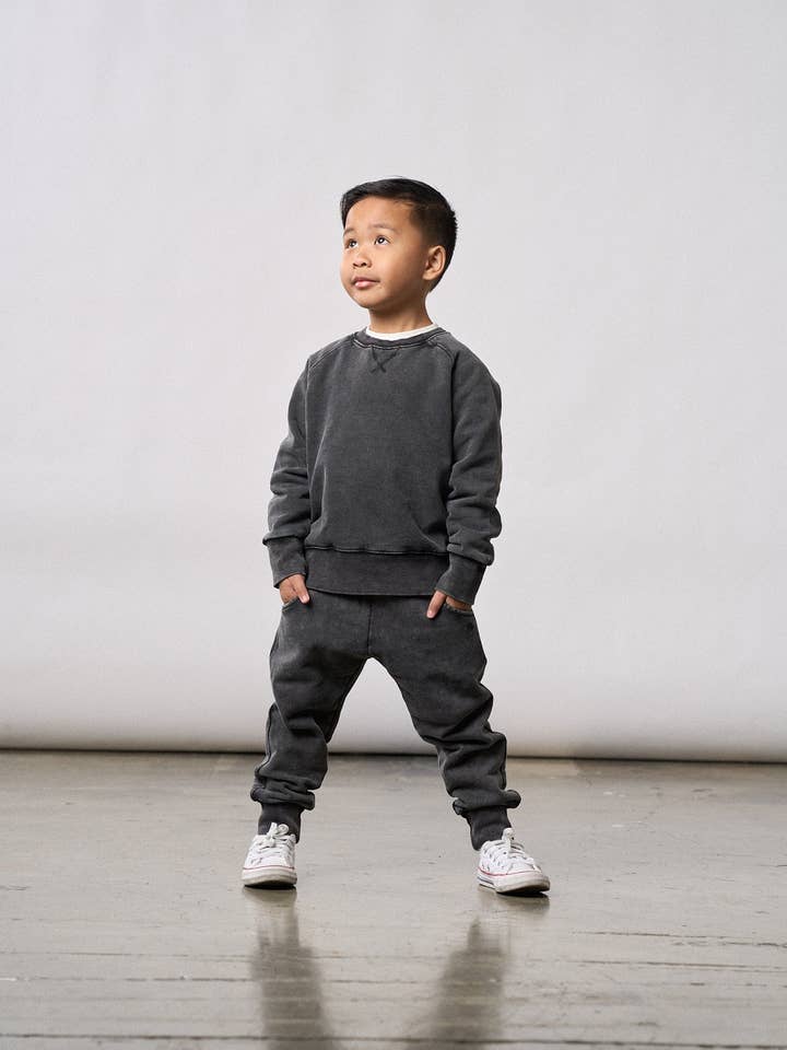 Little Bipsy - Wholesale Lounge Sweatpants/Joggers - Kids - Acid Wash Jogger - Black