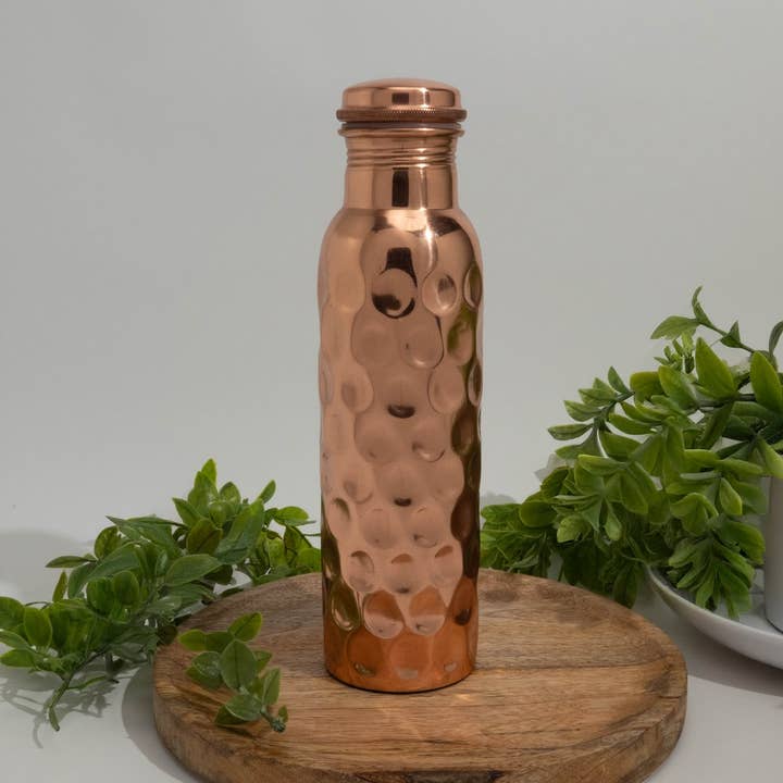 Pure copper water bottle diamond polished ± 950 ml (heavy for wholesale by Ayurveda Specialist B.V.