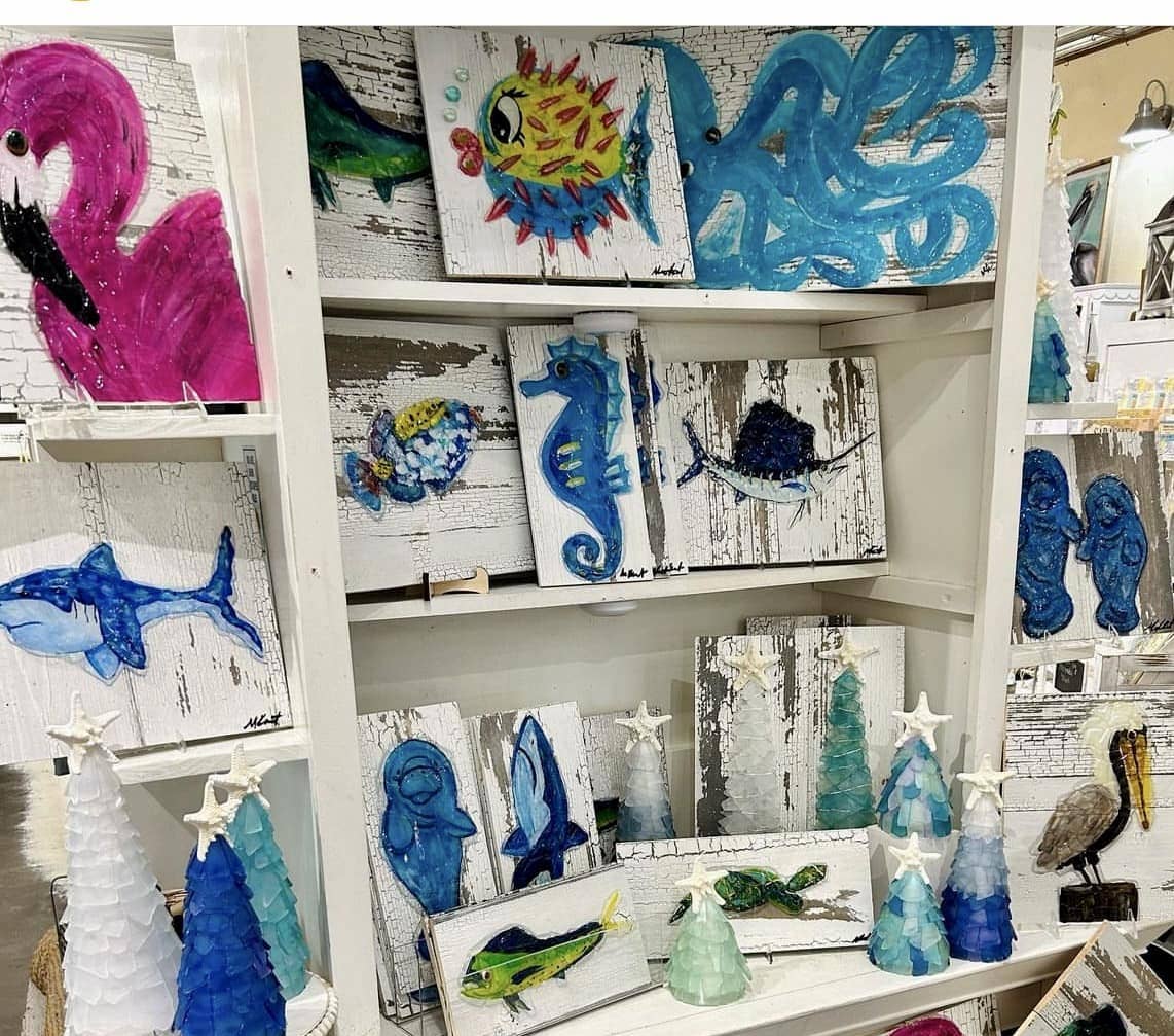 A SEAGLASS CREATION/SALTY SIGNS DESIGNS - Vente Tableau/dessin - Peinture de poulpe en verre de mer3