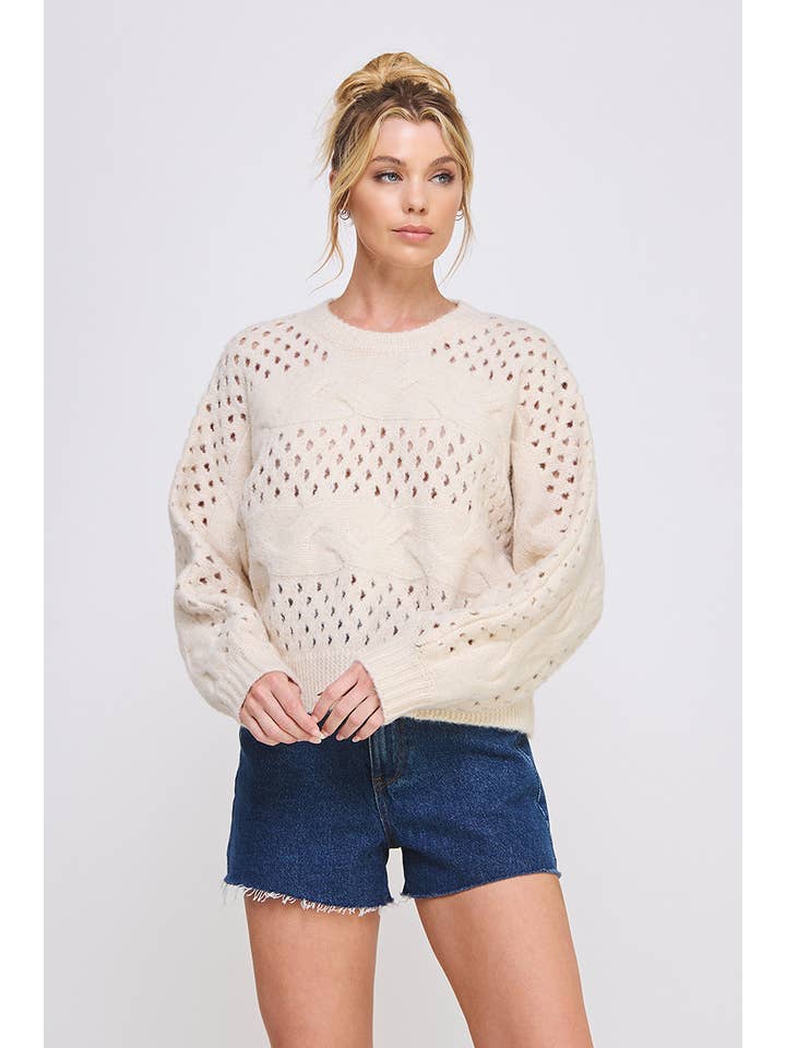 Allie Rose - Wholesale Knit Sweater - Women's - Open Knit Oversized Sweater4