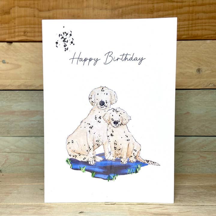 Carte d'anniversaire Golden Retrievers pour la vente par Arty Bee Designs