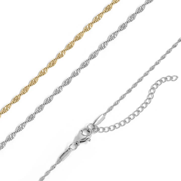 WJW - Wholesale Link & Chain Necklace - Stainless Steel Gold Singapore Dainty Chain Necklace