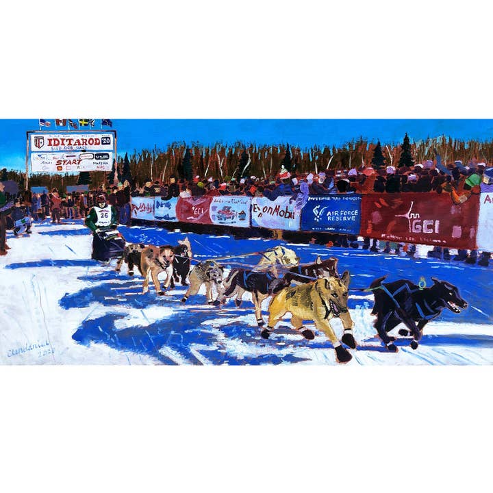Impression de départ de course de chiens de traîneau Iditarod Trail, Alaska Husky pour la vente par Real Art Is Better
