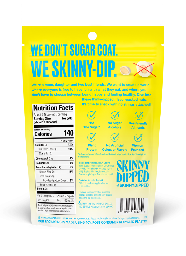 SkinnyDipped - Wholesale Nuts - Lemon Bliss Almonds Pouch, 3.5oz1