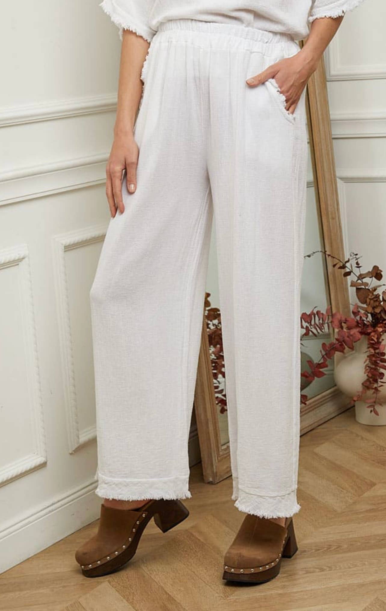 LÉA & LUC – Calças - Mulher por atacado – Calças em 50% Linho 50% Algodão REF. 93397