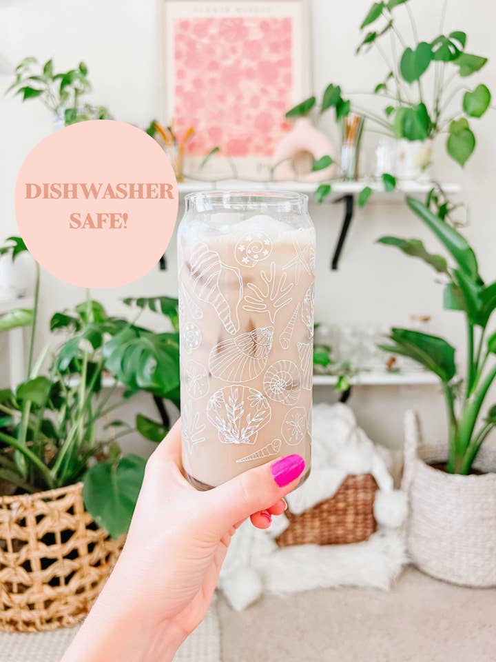 20oz White Shells Glass for wholesale by Hart and Flora Shop