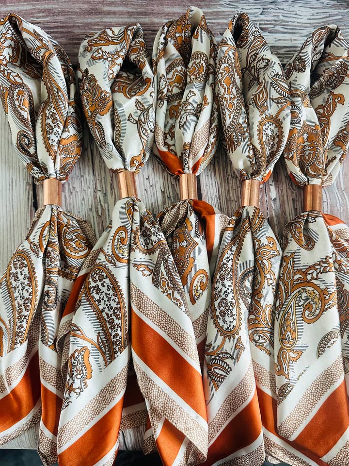 Orange Paisley Wild Rag for wholesale by Boots Are My Roots