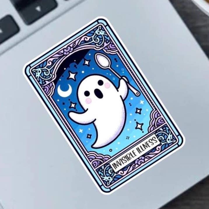 Unsichtbare Krankheit Tarotkarte 2,5" Vinylaufkleber für den Großhandel von Fable and Flame Co.