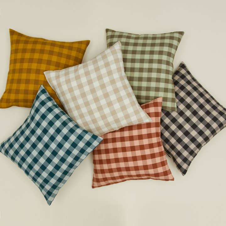 Hawkins New York - Wholesale Throw/Decorative Pillow - ESSENTIAL GINGHAM PILLOW - 18 X 18, LIGHT GREY/BLACK2