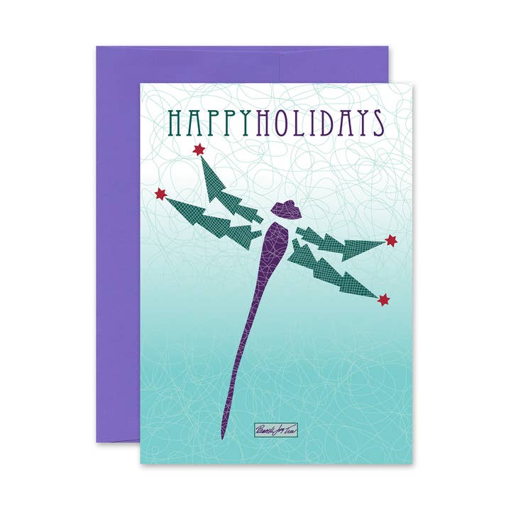 Biglietto d'auguri a forma di libellula per la vendita all'ingrosso da parte di The Art of Pamela Joy Trow