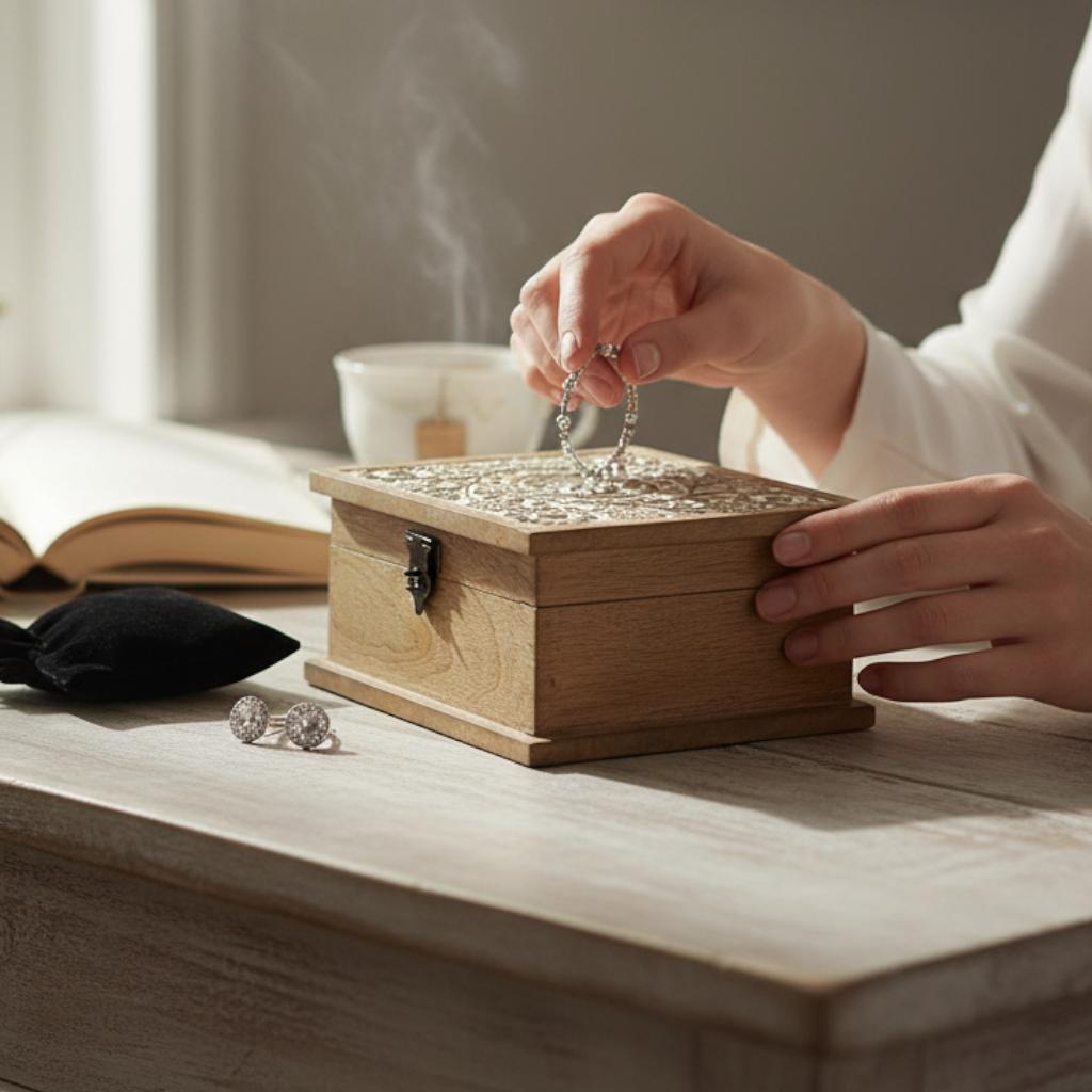 Wilco Home – Großhandel Dekoschachteln – Herbst geschnitzte Holz "Blumengarten" Scharnierbox1