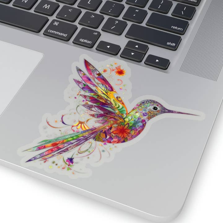 Waterproof Vinyl Sticker - Bright Hummingbird & Flower for wholesale by Smartstead Homestead