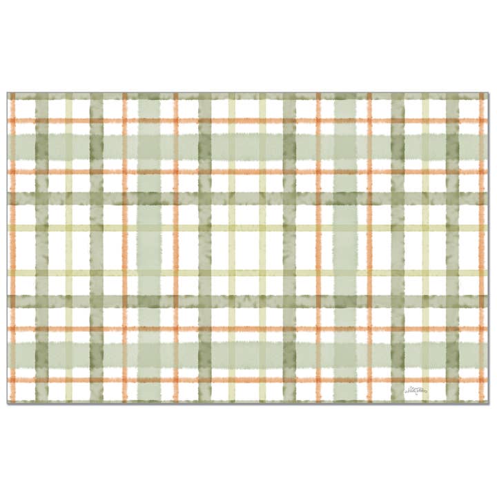 "Farmhouse Plaid" Premium Paper Stock Placemats 24 Sheet for wholesale by CounterArt/Highland Home/Thirstystone/CoasterStone