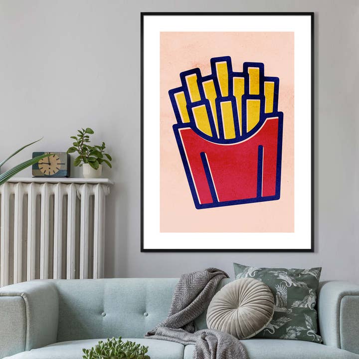 French Fries Fast Food Illustration Print for wholesale by Ink & Drop