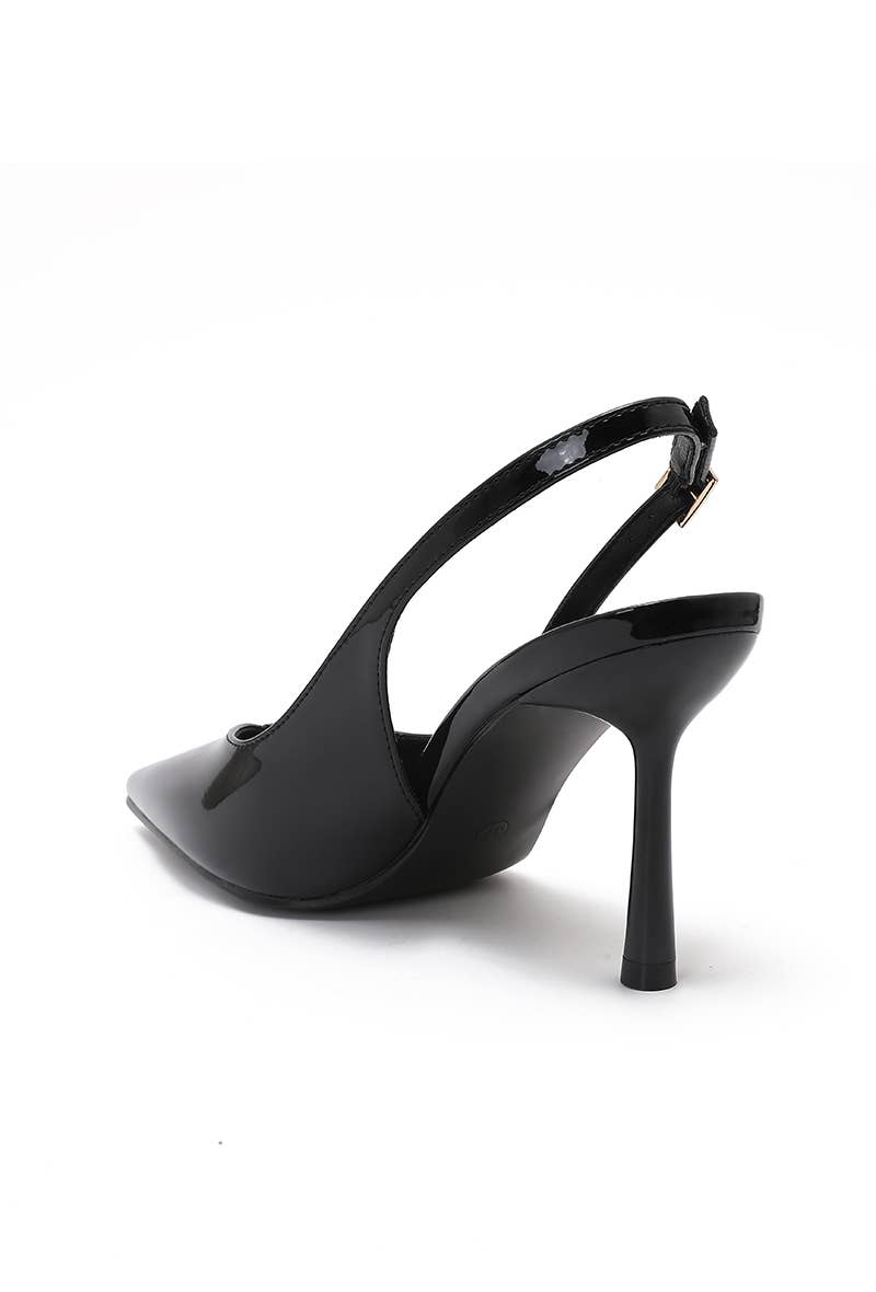 Joia Paris - Wholesale Low Heels - Women's - Patent pointed-toe slingback pump, thin heel H8-1011E2