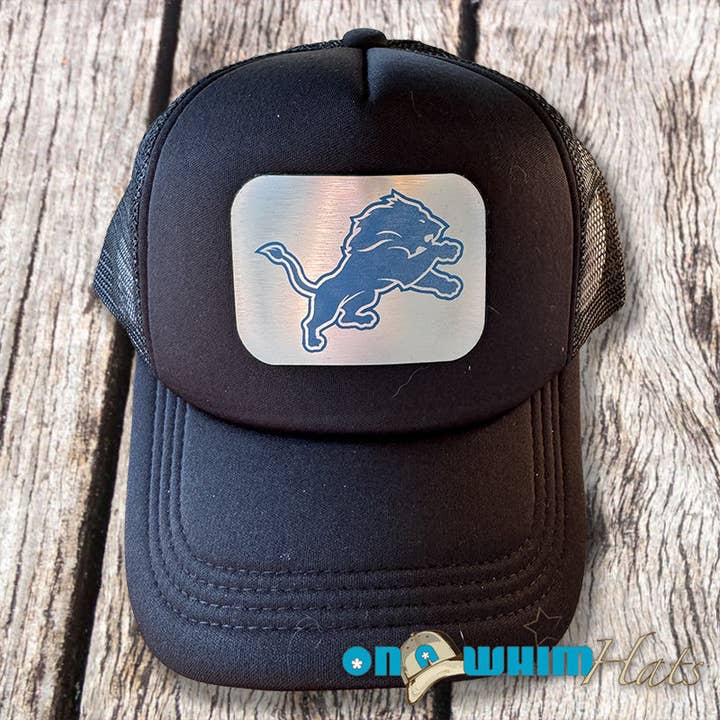 Lions Black Trucker Hat w/ Acrylic for wholesale by On a Whim Hats