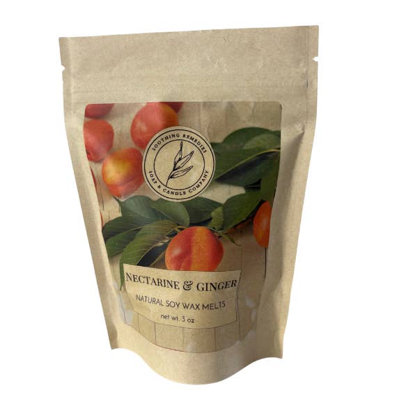Schmelzbeutel aus Nektarinen- und Ingwerwachs für den Großhandel von Soothing Remedies Soap and Candle Company