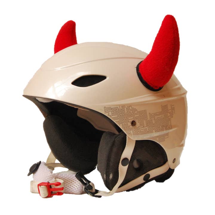 Horns for Ski Helmets or other Red Polyester helmets for wholesale by Pink Yak