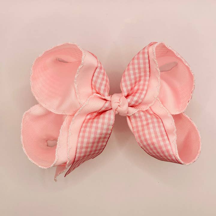 Pink Gingham Moonstitch for wholesale by Luminous Sky Bowtique