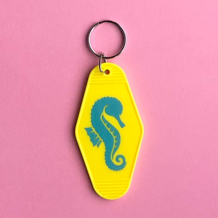 iconic mi - Wholesale Keychain - Unisex - Motel Keychain Fob Tag Yellow Tropical Seahorse0