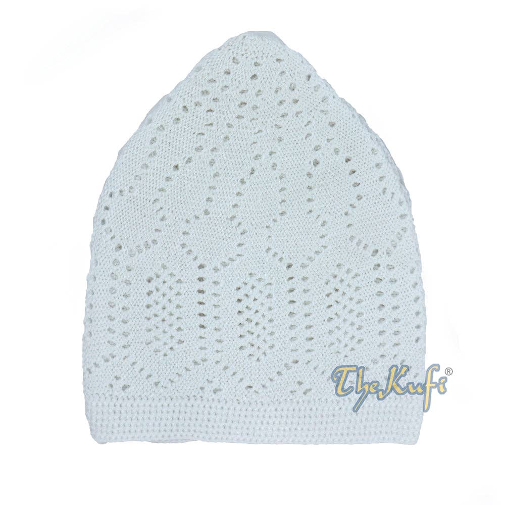 IndoMode - Wholesale  - White Kufi Cap Turkish-Style Mercan Machine-Knit Prayer Hat Taqiyah1