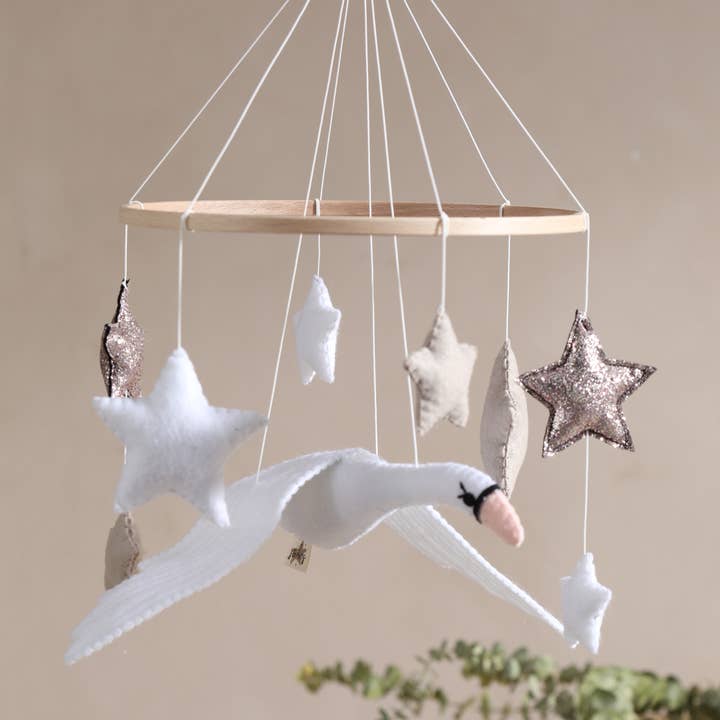 2 Stories - Wholesale Baby Mobile - SWAN baby mobile, bird, gift, girl, hanging, neutral