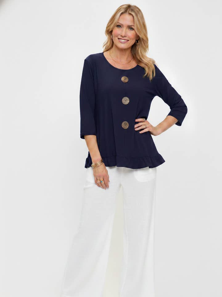 HIT Ruffle Top With Buttons-3126HT-QRS1 for wholesale by Jostar