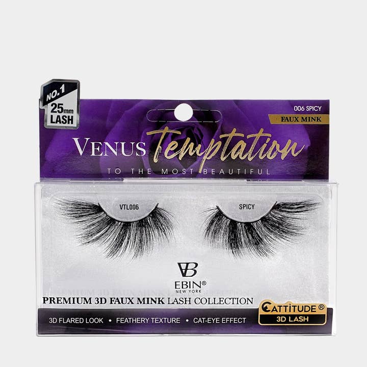 EBIN NEW YORK - Wholesale False/Fake Eyelashes - Venus Temptation 25mm Faux Mink 3D Lashes - SPICY