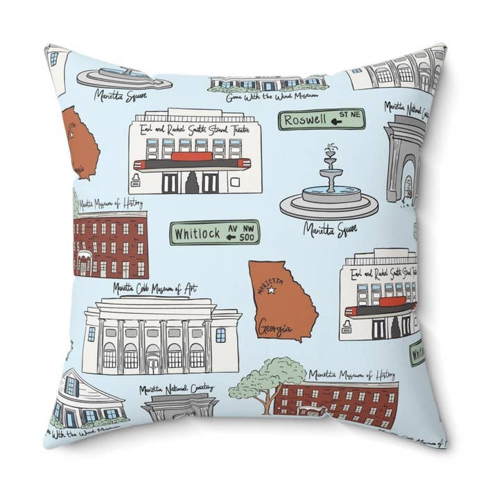 Coussin décoratif Roswell Georgia, décoration intérieure confortable, coussin personnalisé, cadeau d'articles pour la maison, coussin d'accent pour les amoureux de la ville, motif Roswell GA pour la vente par OhhhSoPeachy