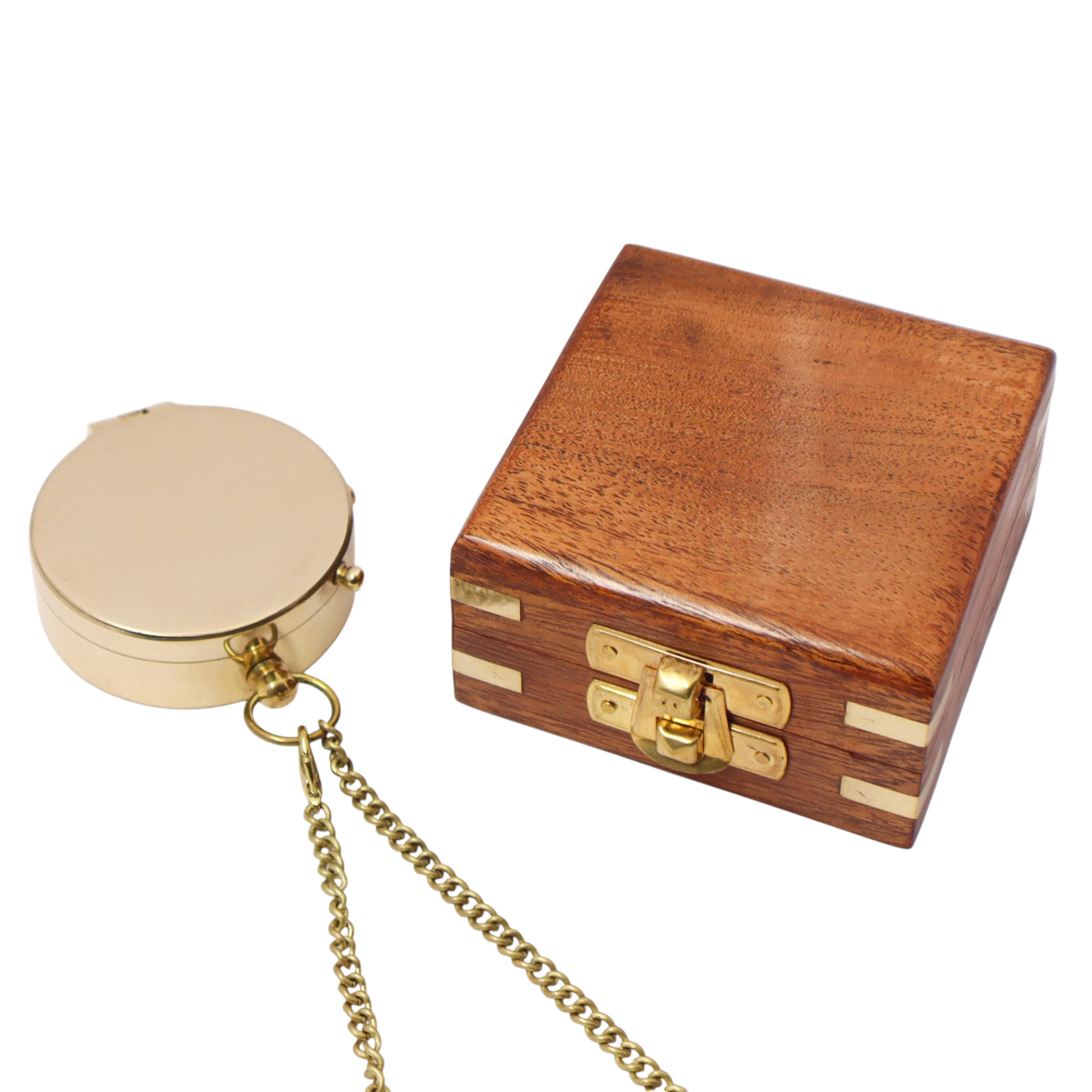 Dollond & Co. – wholesale Navigational compass – Personalised Brass Flat Compass with Wooden Box9