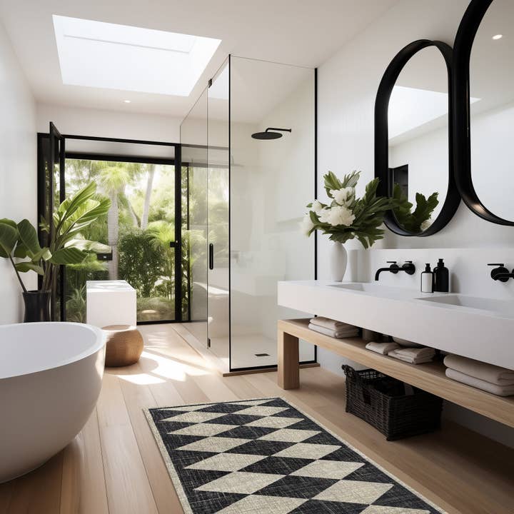 Arthur Diamonds Black + Taupe for wholesale by Studio 67 Wash+Dry Mats