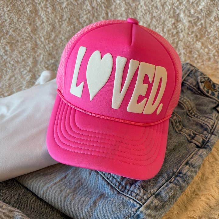 LOVED. Neon Pink Valentine's Day Hat for wholesale by Malibu and Mint