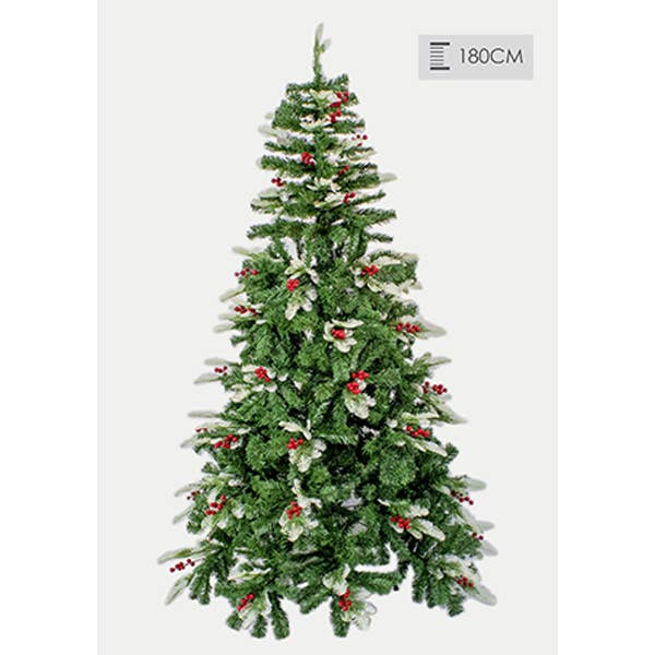LA RUTA DE LAS IMPORTACIONES SL - Wholesale Artificial Christmas Tree - Natural green tree with snow and red berries 5 sizes1