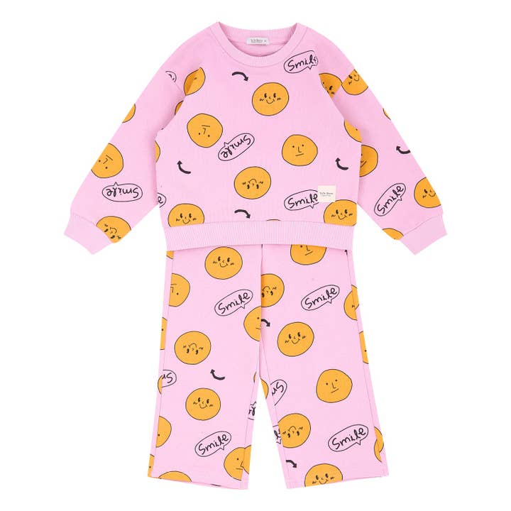 Ensemble sweat-shirt et pantalon de survêtement à imprimé sourire pour la vente par ToTo Heros