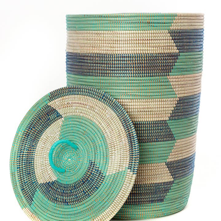Swahili | AFRICAN MODERN - Wholesale Basket - Set of Three Blue Sahara Hamper Baskets