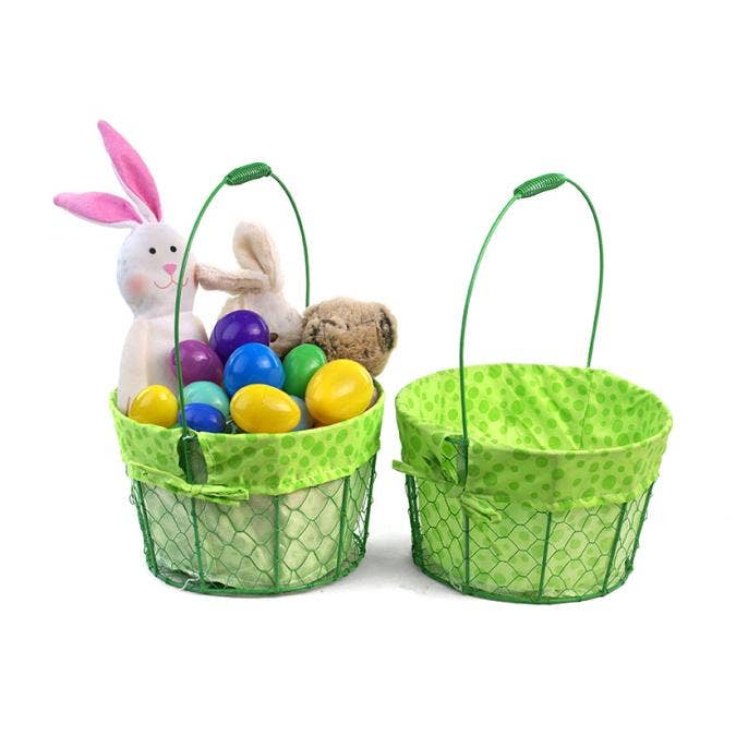 Buhi Imports – Cesta por atacado – Cesto de Arame Pintado Grande 10 i com Forro de Bolinhas2