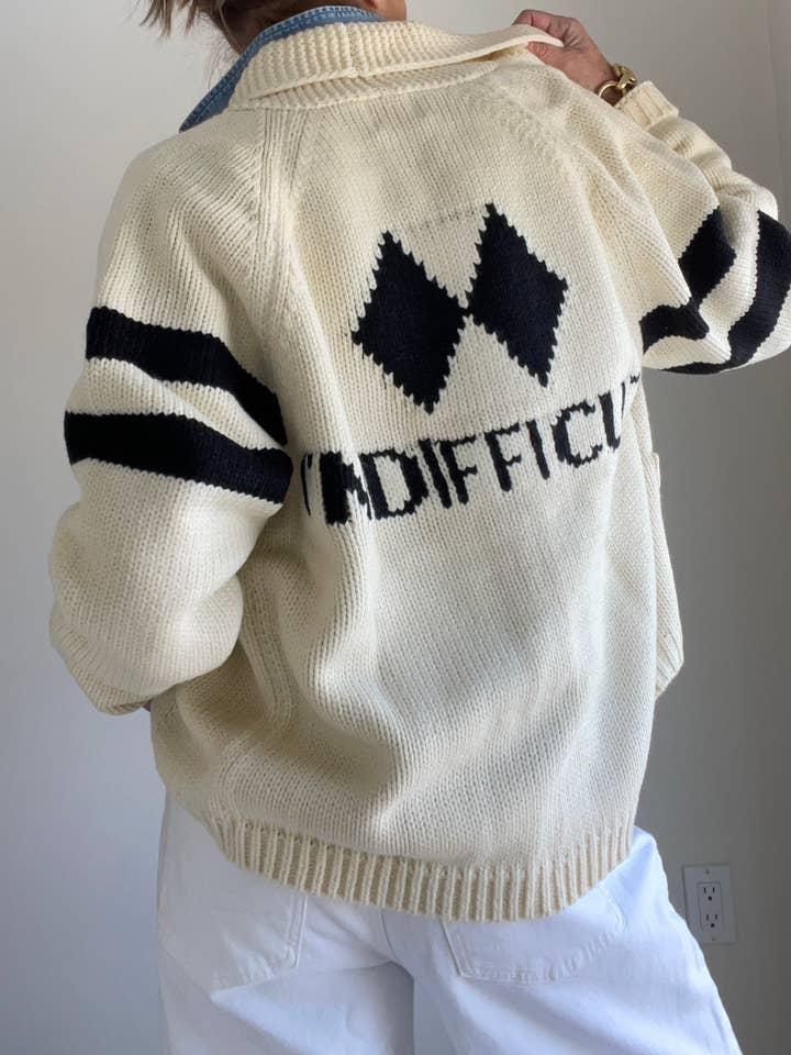 I'm Difficult Varsity Cardigan for wholesale by Pink Pineapple