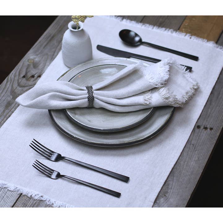 LinenCasa - Wholesale Placemat - Linen Placemat - Stonewashed - Light Natural w Frayed Edges2