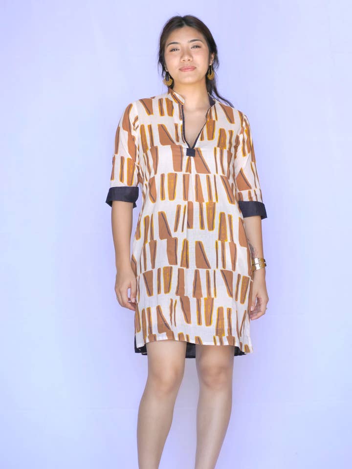 Amelia Dress - Beige/gold for wholesale by Dolma