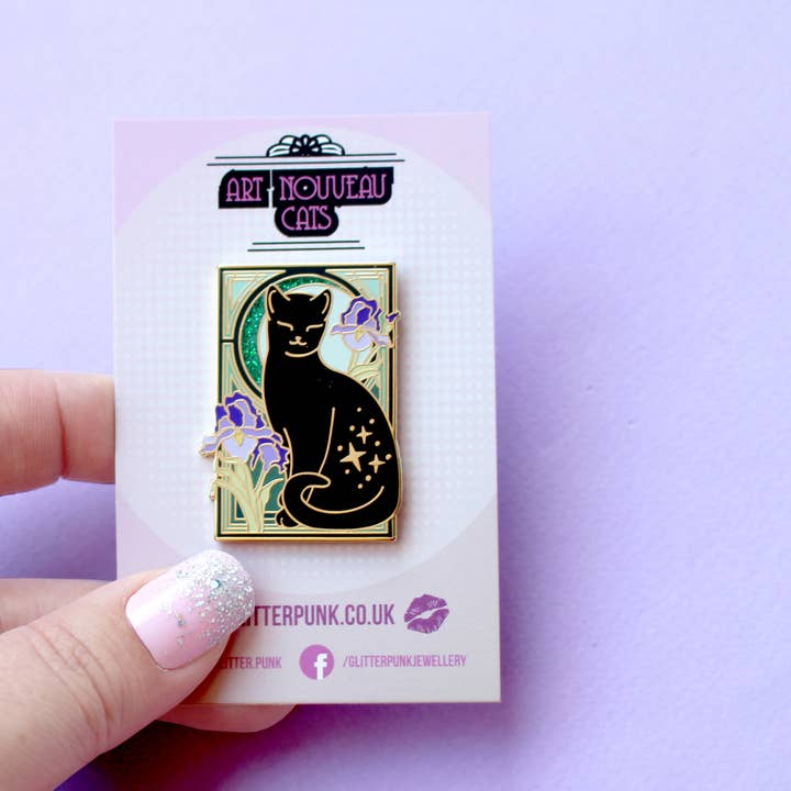 Glitter Punk - Wholesale Lapel Pin/Button - Iris Cat – Art Nouveau Collection1