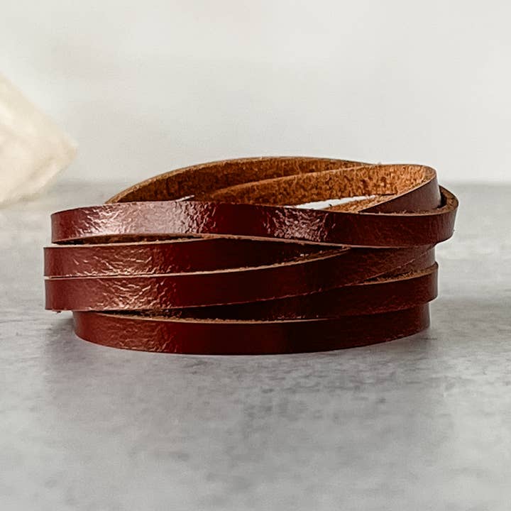 Sloane Sliced Wrap Bracelet In Whiskey for wholesale by Presh
