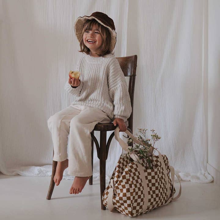 Caramel RAPHAEL DIAPER BAG - WEEKEND BAG CHECKERBOARD for wholesale on Faire5