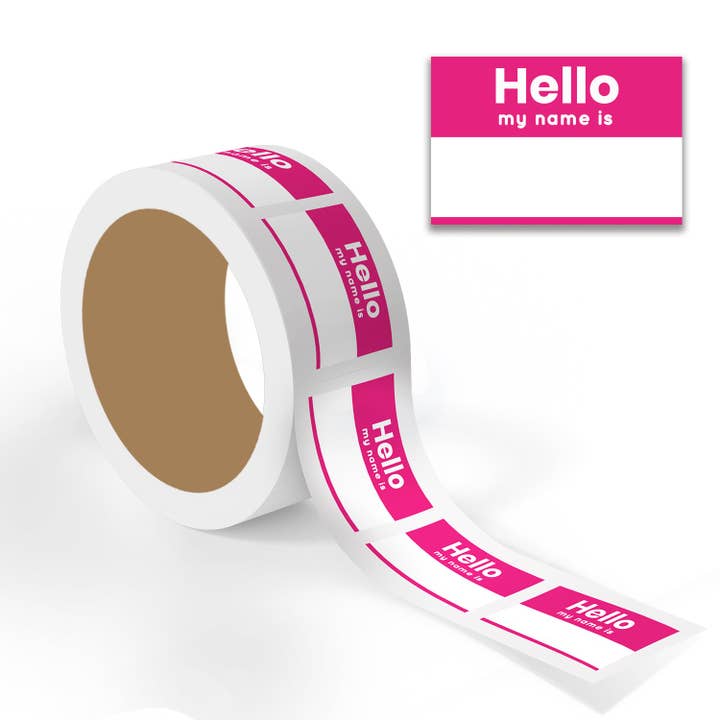 Name Tag - 500 Labels/Roll - 2"x3" - Pink for wholesale by StickerJet