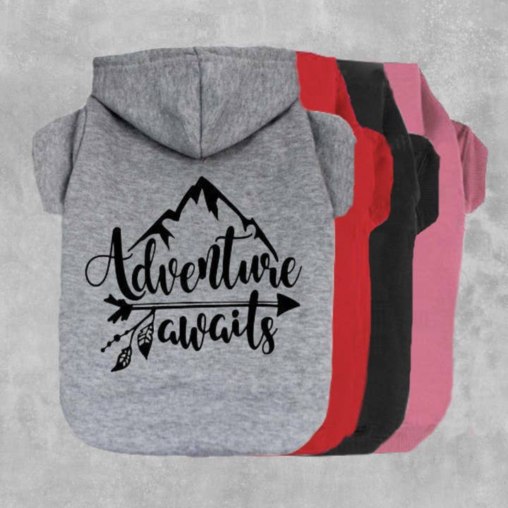 Adventure Awaits Dog Hoodie for wholesale by The Honest Dog Company