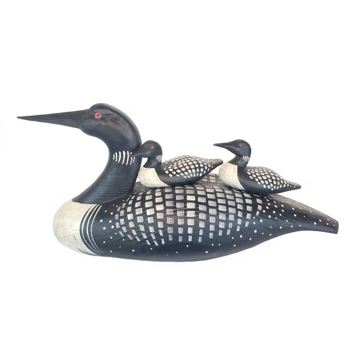 Loon Duck Decoy with two passengers for wholesale by Three Points Design